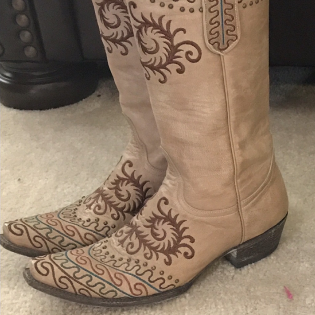 Old Gringo Bone Boots Sz 8.5 Like New